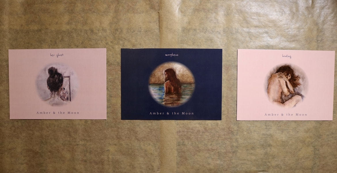  Amber & the Moon - Postkarten-Set, Postkarten 
